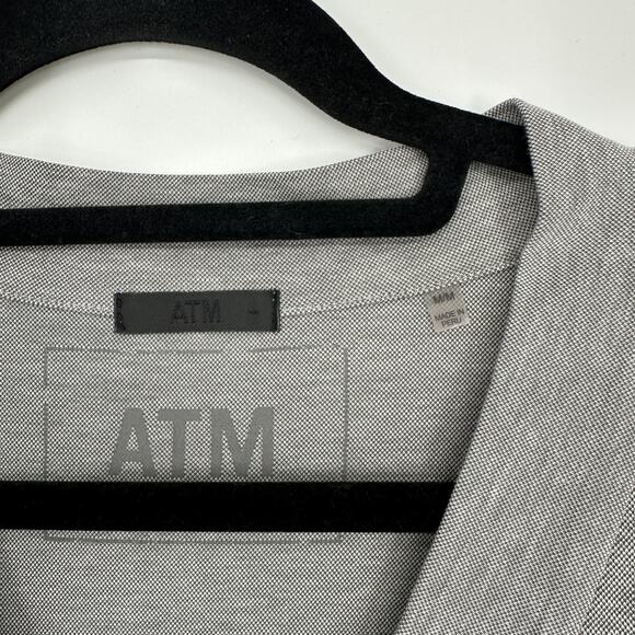 ATM Soft Shift Dress V-Neckline Rolled Short Sleeves Dual Pockets Womens Med - Picture 8 of 9